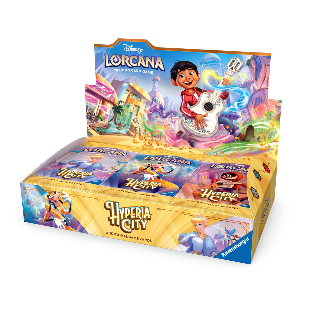 Disney Lorcana Hyperia City booster box (Set 14), sealed 24-pack display with Miguel from Coco