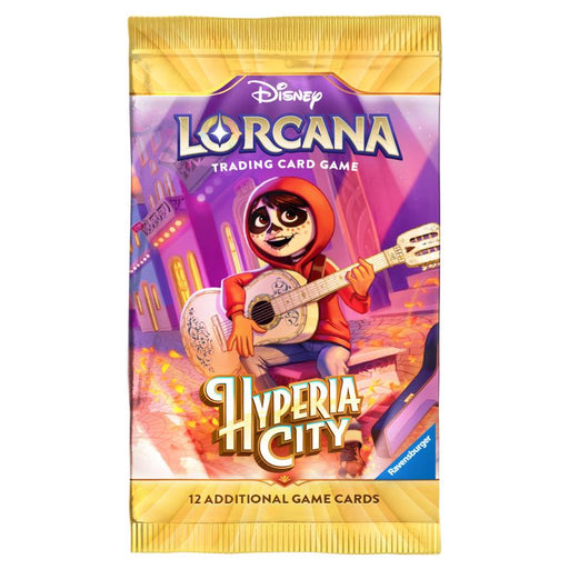 Disney Lorcana Hyperia City booster pack, Miguel pack art