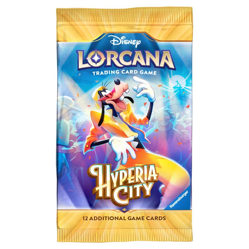 Disney Lorcana Hyperia City booster pack, Goofy pack art