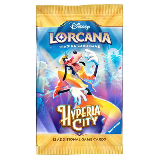 Disney Lorcana Hyperia City booster pack, Goofy pack art