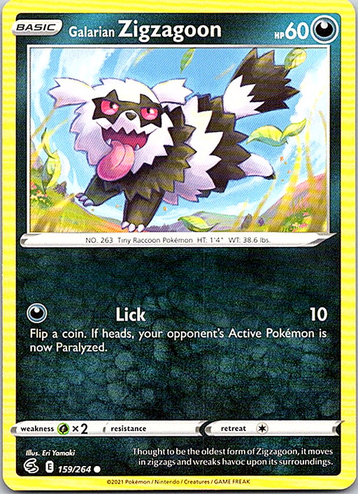 Galarian Zigzagoon Common SWSH08: Fusion Strike 159/264 NM