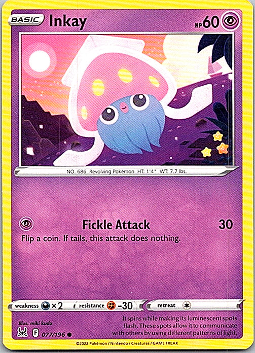 Inkay (077) Common SWSH11: Lost Origin 077/196 NM
