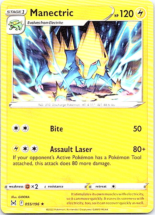 Manectric Rare SWSH11: Lost Origin 055/196 NM