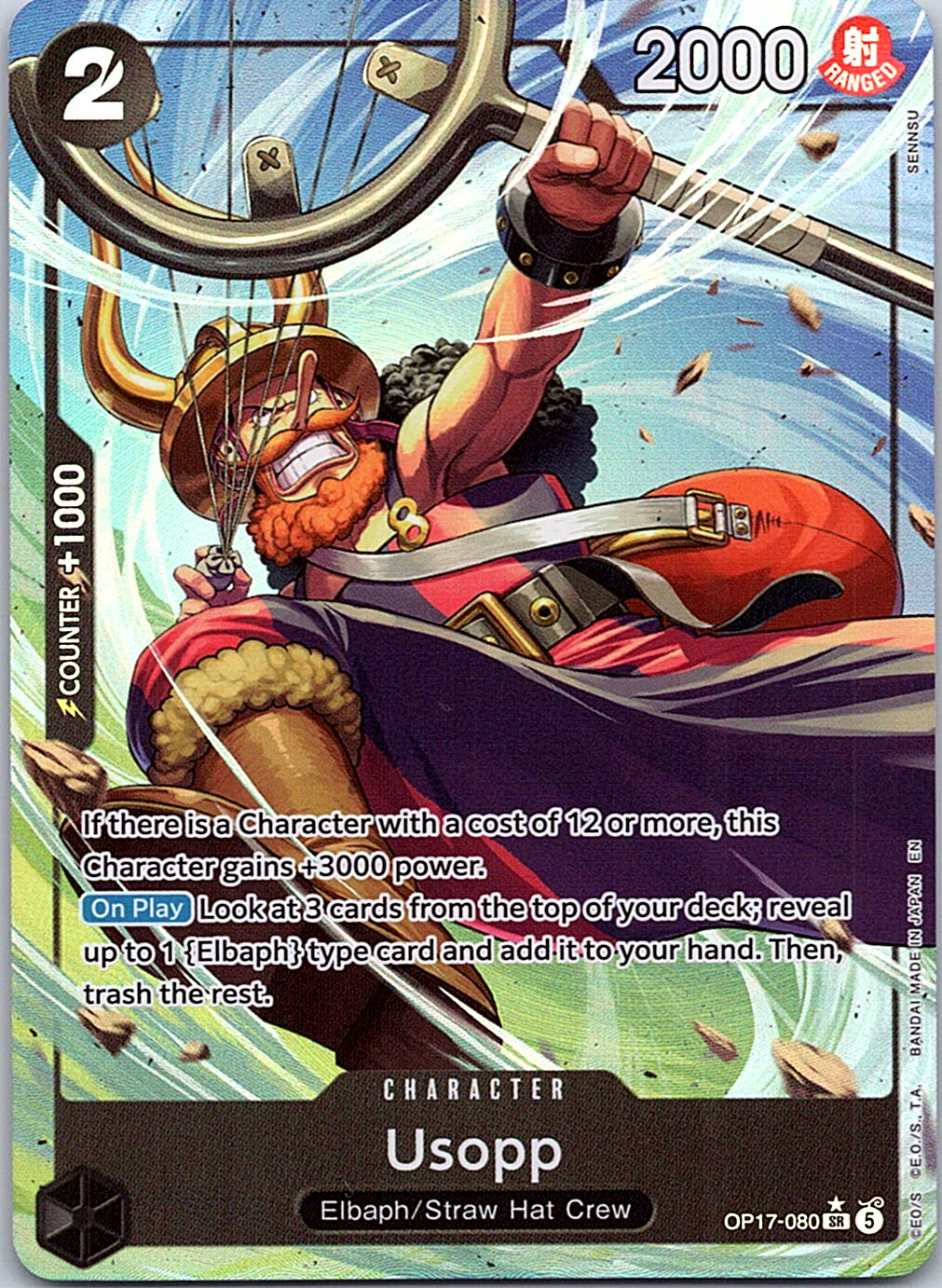 Usopp (Alternate Art) Foil SR The World's Strongest Warriors OP17-080 NM