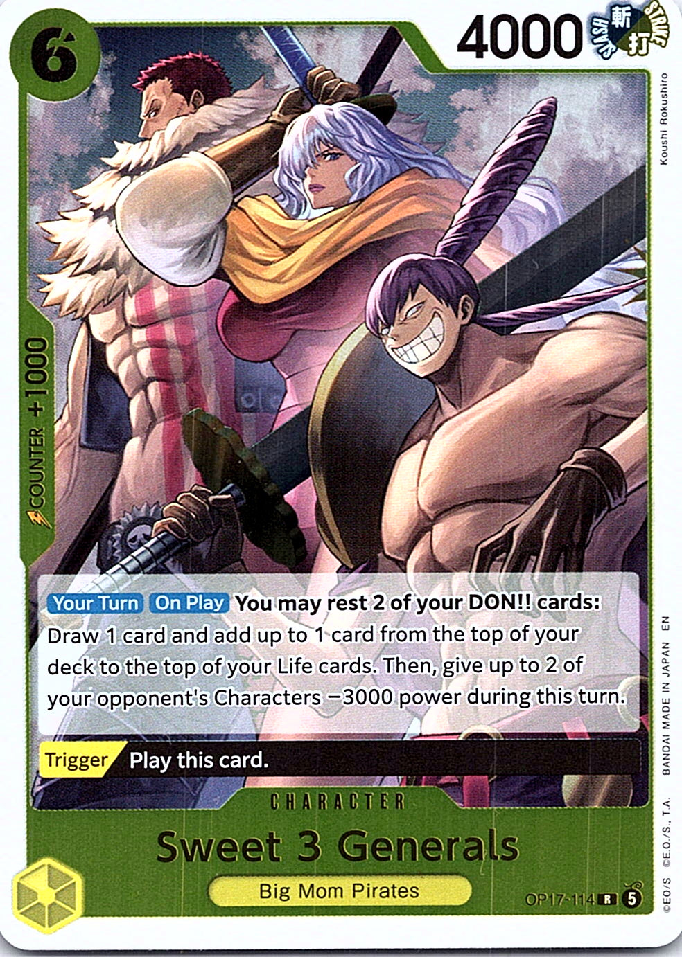 Sweet 3 Generals OP17-114 R foil English One Piece Card Game single card
