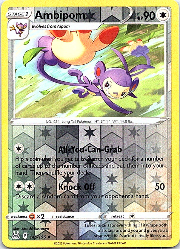 Ambipom Reverse Holo Uncommon SWSH11: Lost Origin 145/196 NM