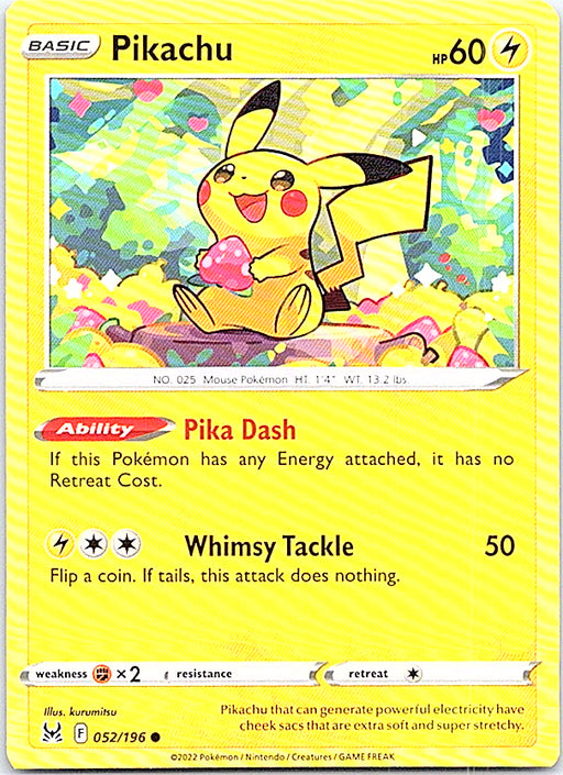Pikachu Common SWSH11: Lost Origin 052/196 NM