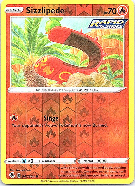 Sizzlipede (47) Reverse Holo Common SWSH08: Fusion Strike 047/264 NM
