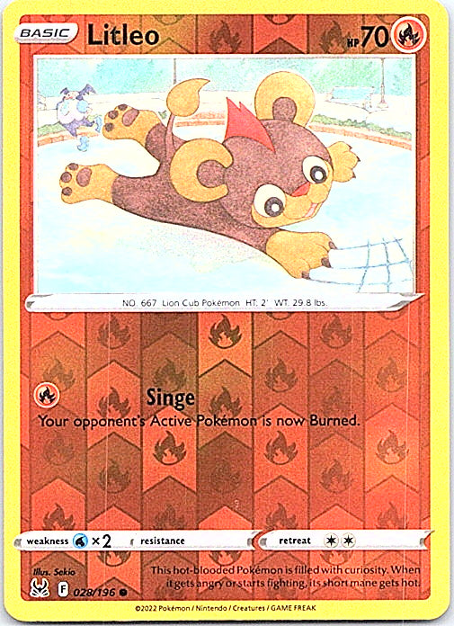 Litleo Reverse Holo Common SWSH11: Lost Origin 028/196 NM