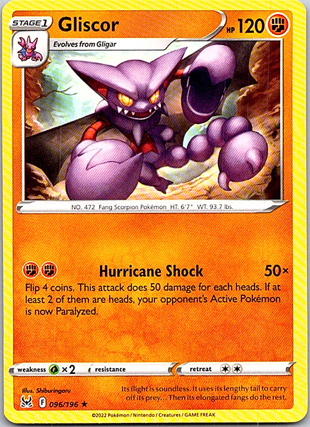 Gliscor Rare SWSH11: Lost Origin 096/196 NM