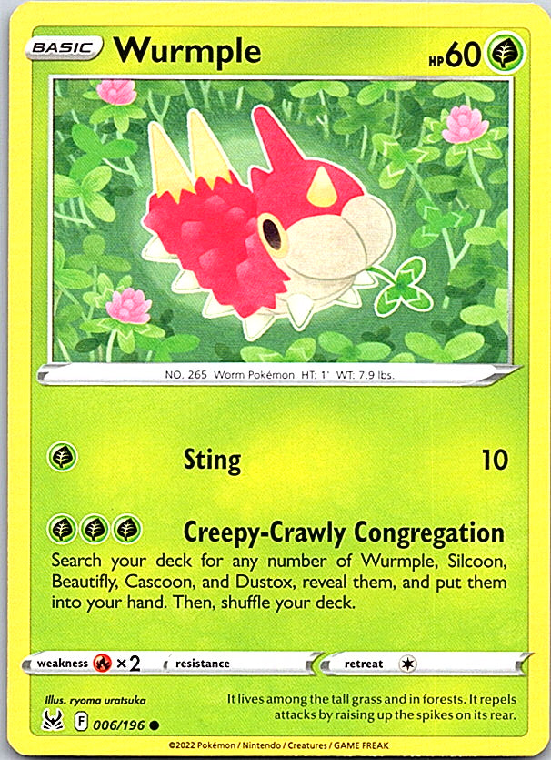 Wurmple Common SWSH11: Lost Origin 006/196 NM