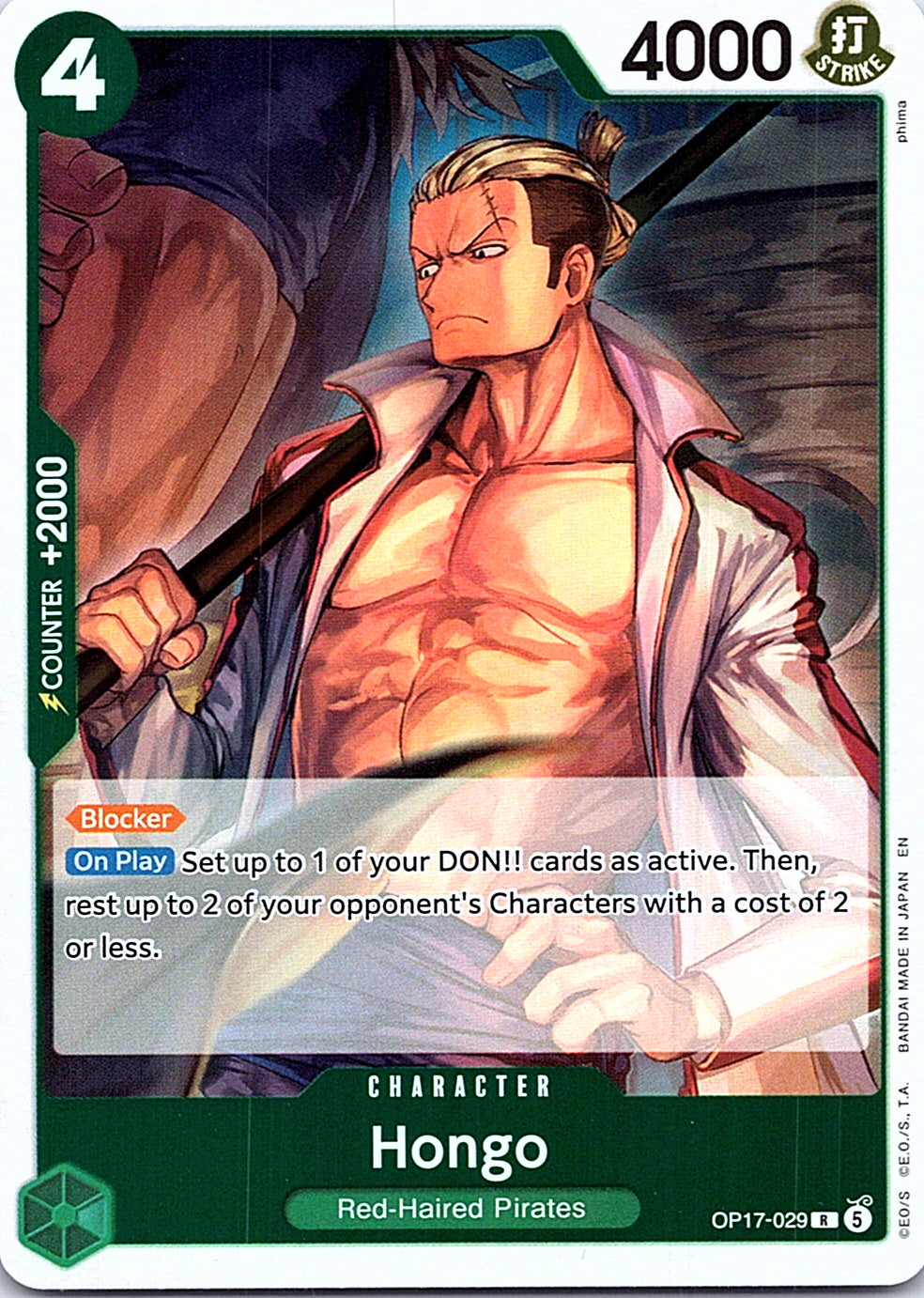 Hongo OP17-029 R foil English One Piece Card Game single card