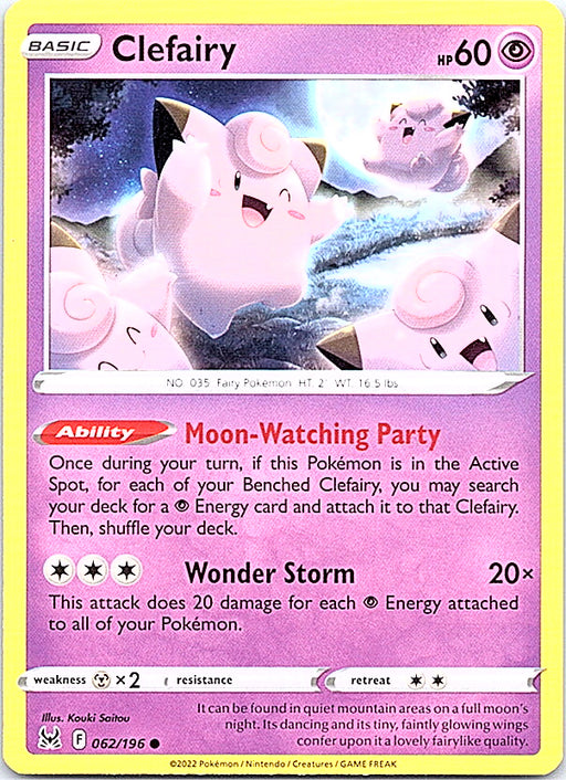 Clefairy Common SWSH11: Lost Origin 062/196 NM