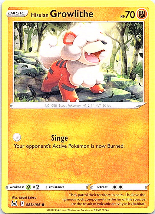 Hisuian Growlithe Common SWSH11: Lost Origin 083/196 NM