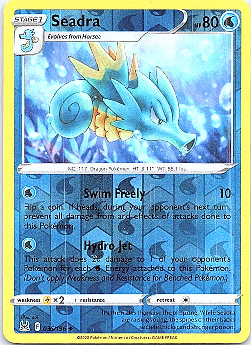 Seadra Reverse Holo Uncommon SWSH11: Lost Origin 036/196 NM