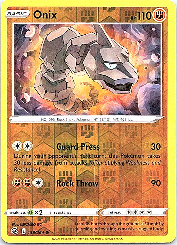 Onix Reverse Holo Common SWSH08: Fusion Strike 138/264 NM