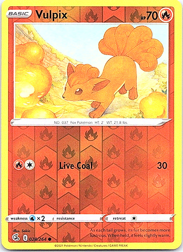 Vulpix (28) Reverse Holo Common SWSH08: Fusion Strike 028/264 NM