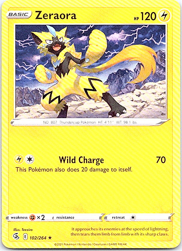 Zeraora Rare SWSH08: Fusion Strike 102/264 NM