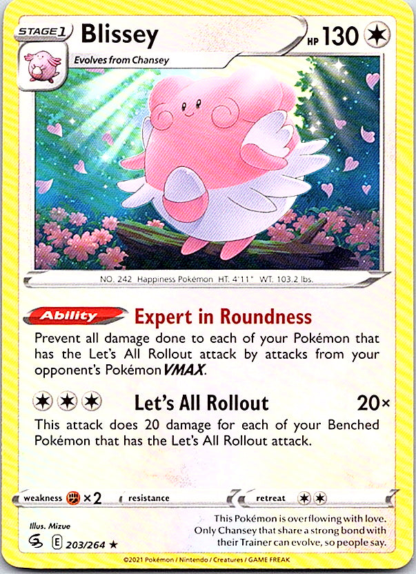 Blissey Rare SWSH08: Fusion Strike 203/264 NM