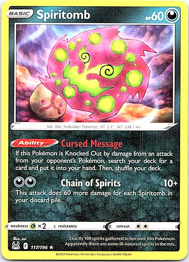 Spiritomb Rare SWSH11: Lost Origin 117/196 NM