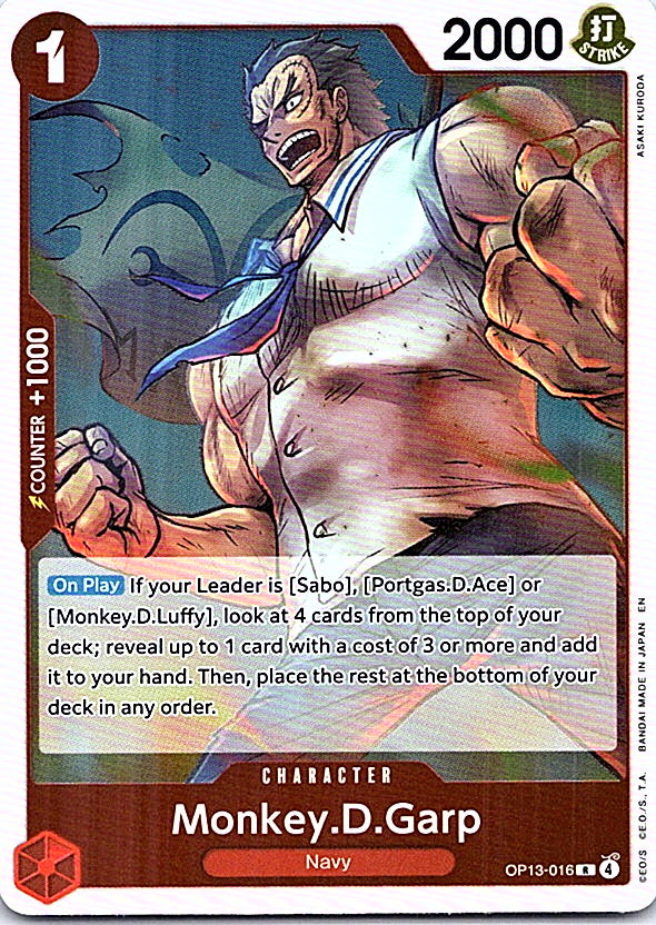 Monkey.D.Garp Foil R Carrying On His Will OP13-016 NM