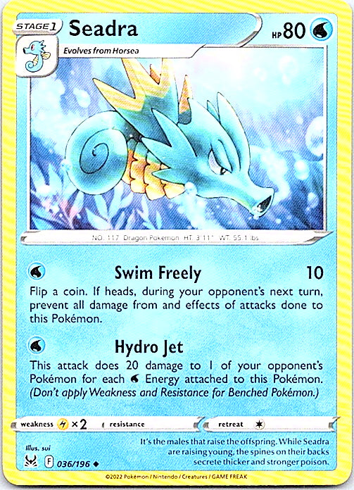 Seadra Uncommon SWSH11: Lost Origin 036/196 NM