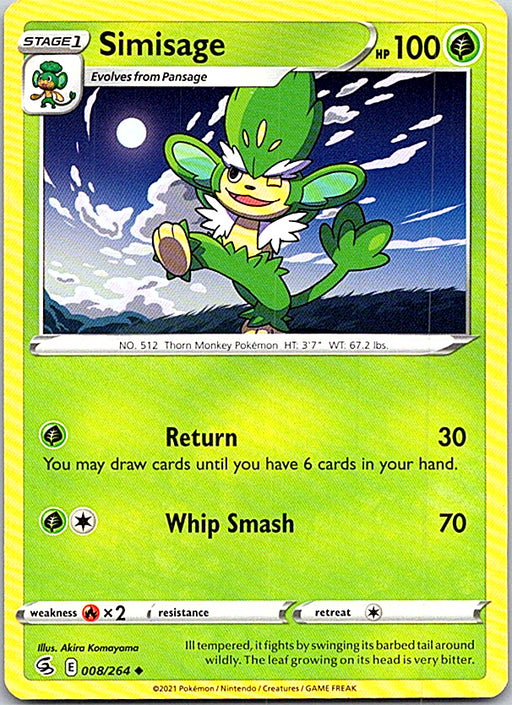 Simisage Uncommon SWSH08: Fusion Strike 008/264 NM