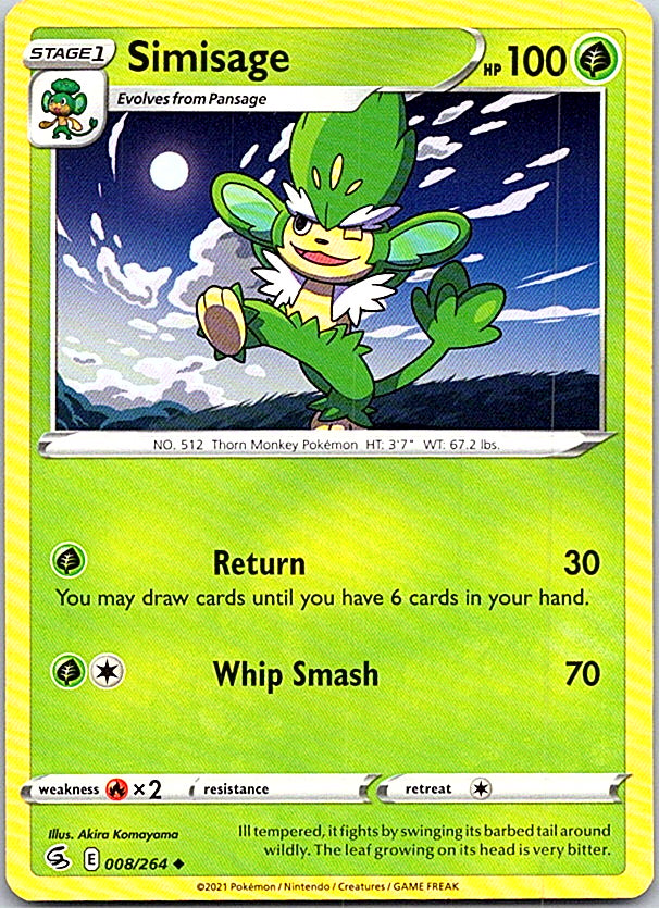 Simisage Uncommon SWSH08: Fusion Strike 008/264 NM