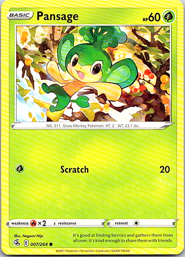 Pansage Common SWSH08: Fusion Strike 007/264 NM