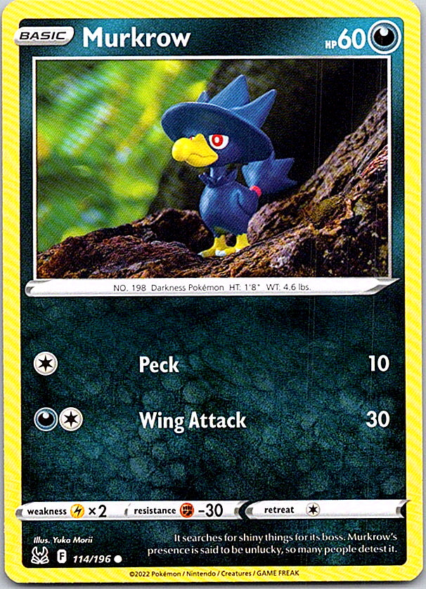Murkrow Common SWSH11: Lost Origin 114/196 NM
