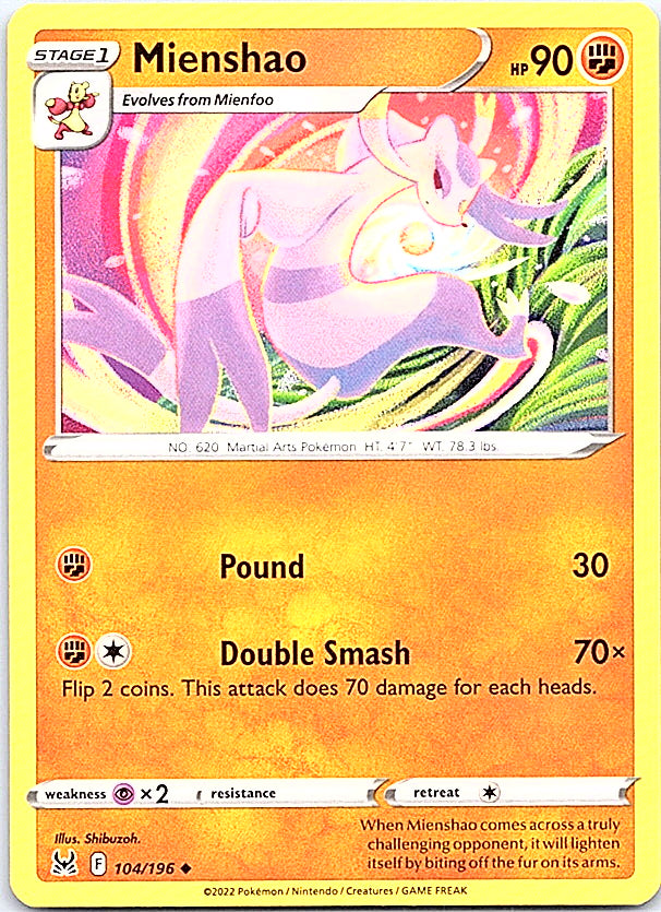 Mienshao Uncommon SWSH11: Lost Origin 104/196 NM