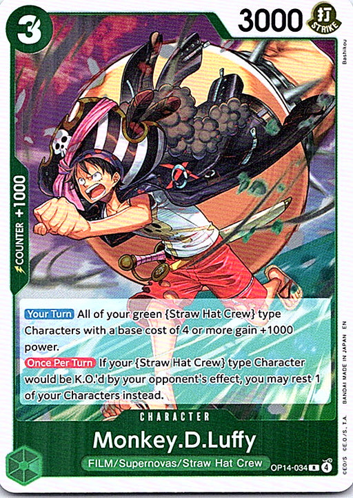Monkey.D.Luffy Foil R The Azure Sea's Seven OP14-034 NM