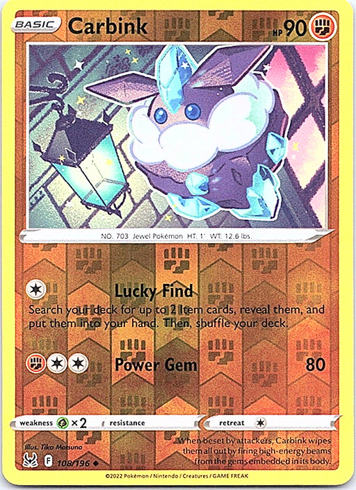 Carbink Reverse Holo Uncommon SWSH11: Lost Origin 108/196 NM