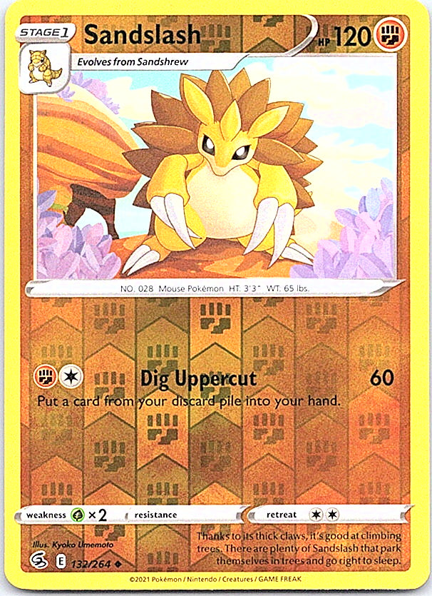 Sandslash Reverse Holo Uncommon SWSH08: Fusion Strike 132/264 NM