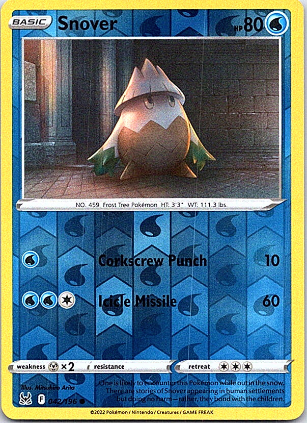 Snover Reverse Holo Common SWSH11: Lost Origin 042/196 NM