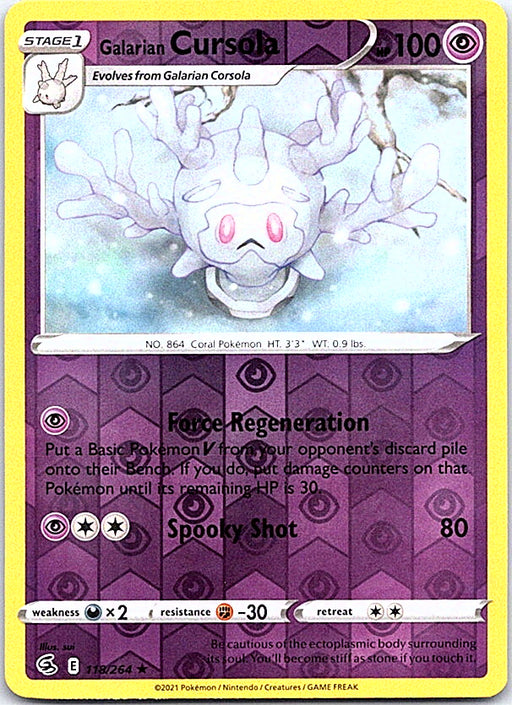 Galarian Cursola Reverse Holo Rare SWSH08: Fusion Strike 118/264 NM