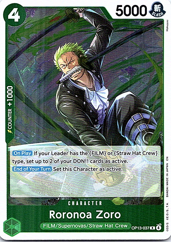Roronoa Zoro Foil R Carrying On His Will OP13-037 NM