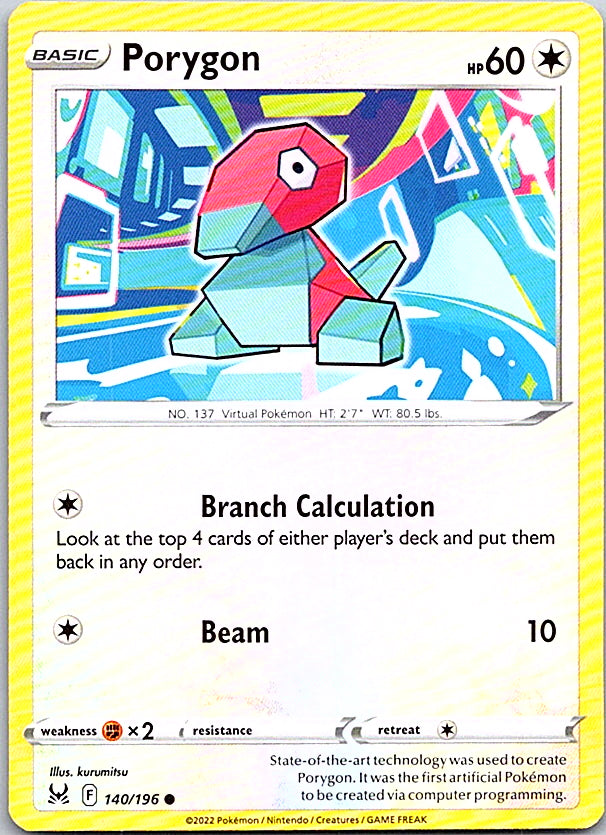 Porygon Common SWSH11: Lost Origin 140/196 NM