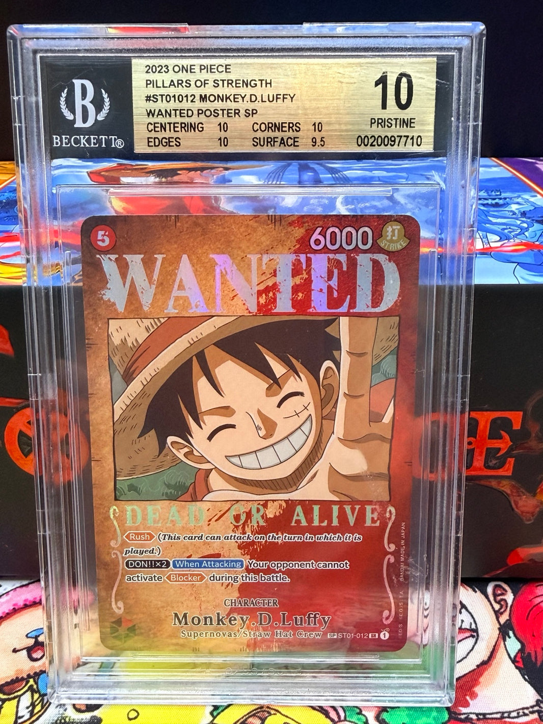 Luffy Wanted Poster ST01-012 BGS 10 Pristine English certificate 0020097710