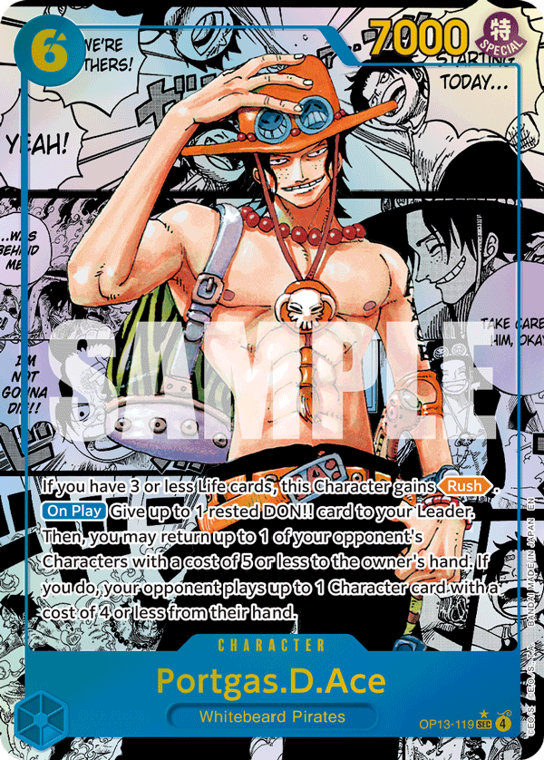 Official One Piece Card Game Portgas D. Ace OP13 manga rare card