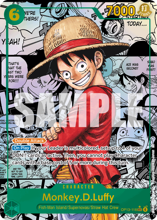 Official One Piece Card Game Monkey D. Luffy OP13 manga rare card