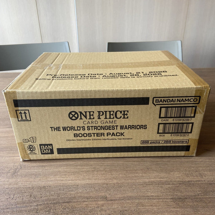 Official Bandai One Piece Card Game OP-17 The World’s Strongest Warriors English factory-sealed case carton containing 12 booster boxes