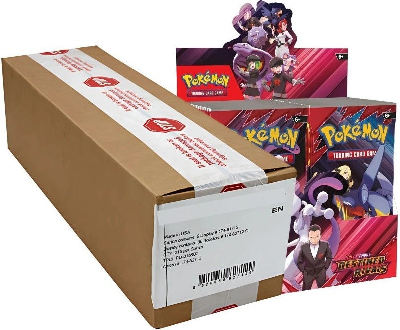 Pokémon TCG Destined Rivals English factory-sealed case of six booster boxes