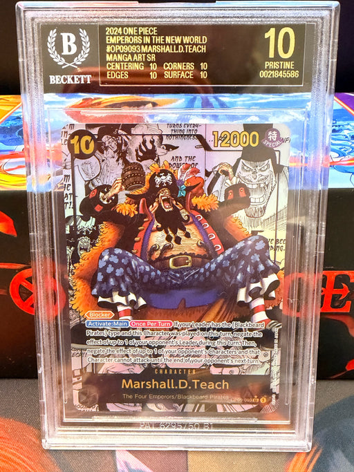 Marshall D. Teach OP09-093 Manga SR BGS 10 Black Label front close-up, cert 0021845586
