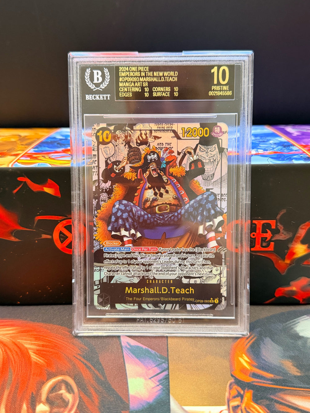 Marshall D. Teach OP09-093 Manga SR BGS 10 Black Label front