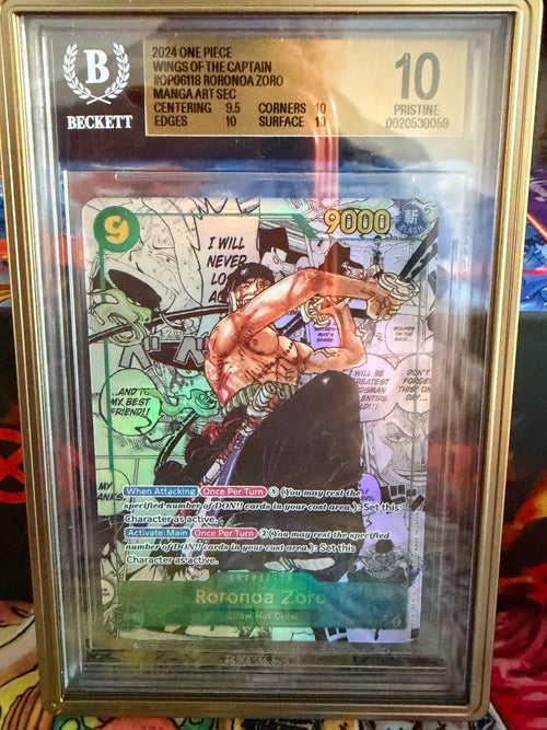 Roronoa Zoro OP06-118 English Manga SEC Beckett Pristine 10, certification 0020530059
